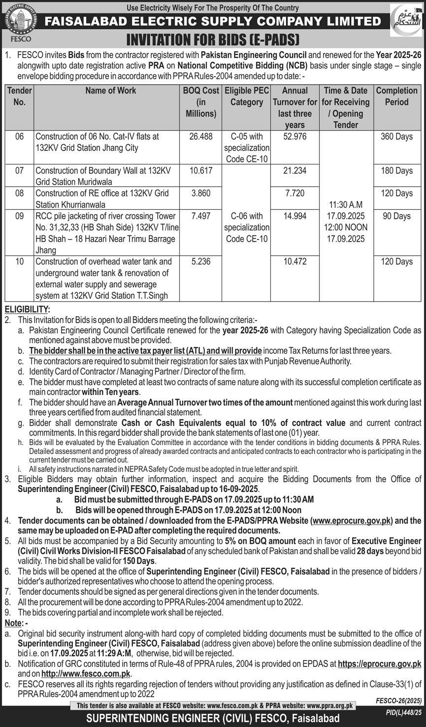 Faisalabad Electric Supply Company Limited Tender Notice-1